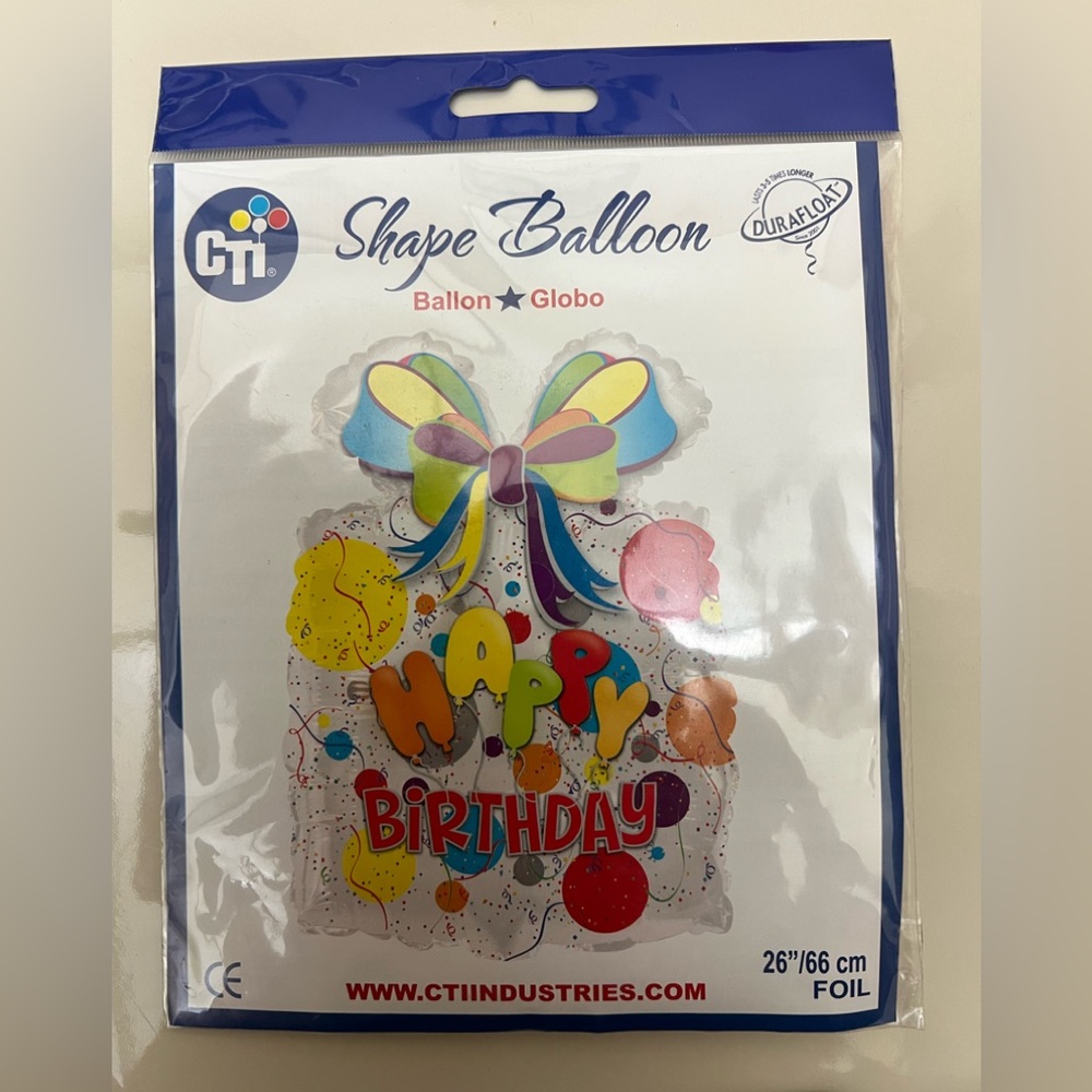 🔵4/$20 CTI Balloon “Happy Birthday” Foil Balloon 26” - 66cm Durafloat NIP